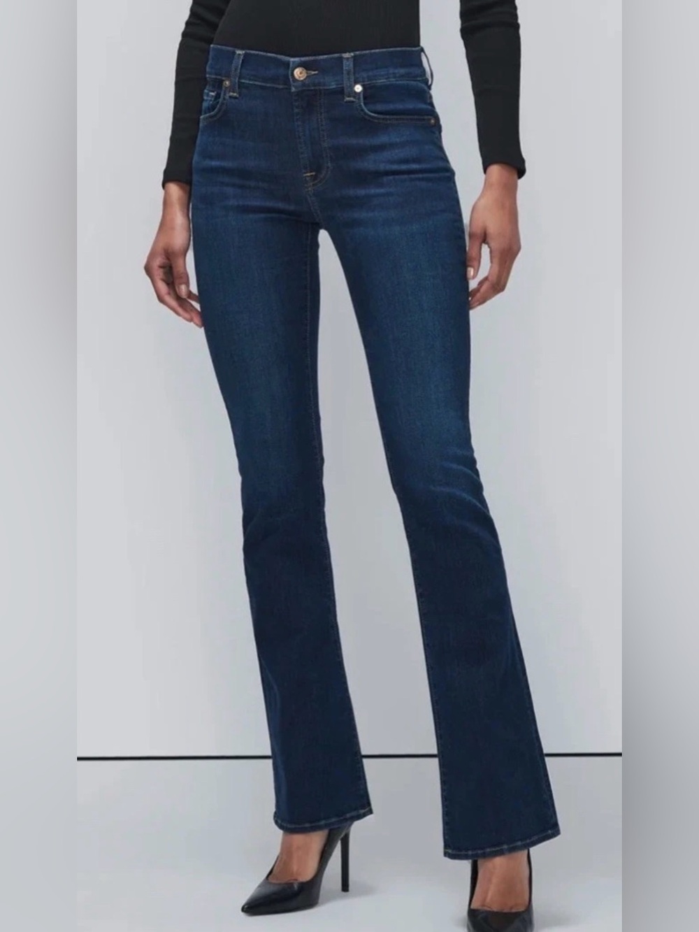 7 For All Mankind Women’s Kimmie Mid Rise Bootcut Jeans Dark Blue Sz 27 NWT